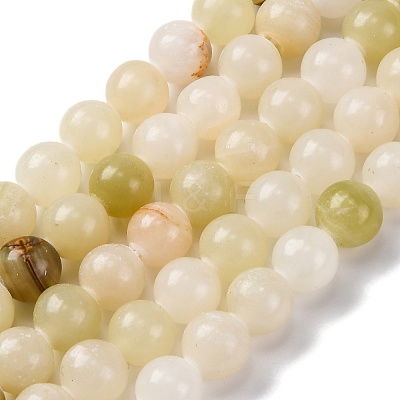 Natural Green Banded Calcite(Afghan Jade) Beads Strands G-B130-8mm-01-1