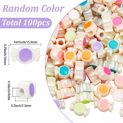 UV Plating Rainbow Iridescent Acrylic European Beads SACR-SC0001-55-1