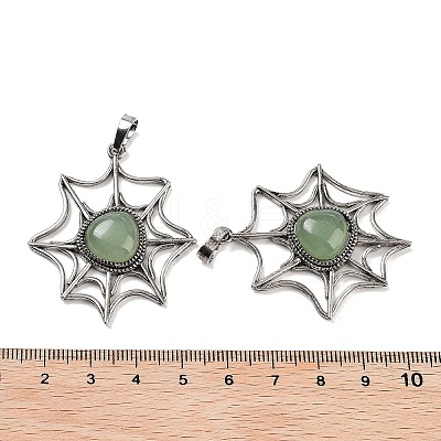Natural Green Aventurine Spider Web Pendants G-Q163-09AS-07-1