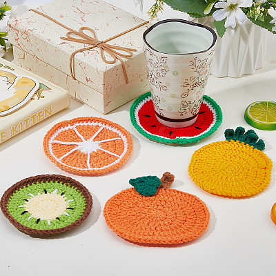 5Pcs Fruit Polyester Cup Mats AJEW-FH0007-38-1