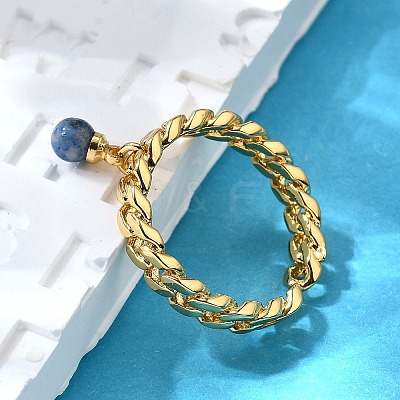 Brass Curb Chain Cuff Rings for Women RJEW-Z085-03G-07-1