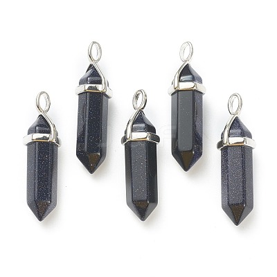 Synthetic Blue Goldstone Pointed Pendants G-M378-01P-A06-1