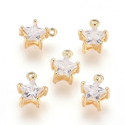 Brass Cubic Zirconia Charms X-KK-R015-108G-1