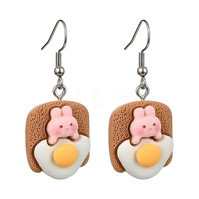 8 Pairs 8 Style Rabbit Resin Dangle Earrings EJEW-JE05670-1