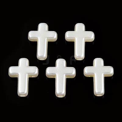 ABS Plastic Imitation Pearl Beads X-OACR-T018-06-1
