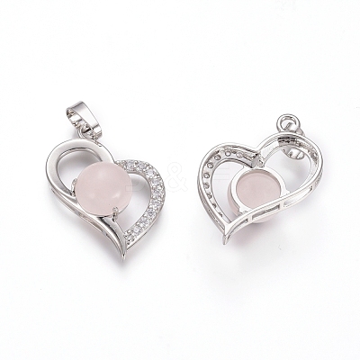 Natural Rose Quartz Pendants G-L512-O13-1
