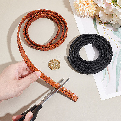 2M 2 Colors Braided Cowhide Leather Cords WL-GA0001-03-1