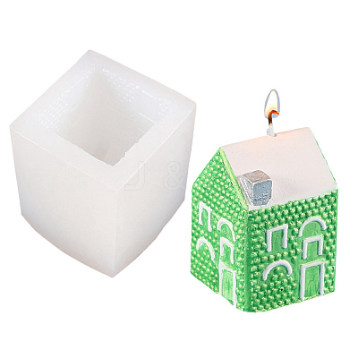 Christmas Theme DIY House Candle Silicone Molds DIY-G049-03-1
