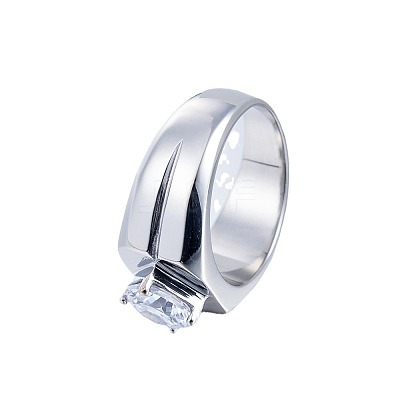 304 Stainless Steel Pave Clear Cubic Zirconia Finger Rings for Men FS-WG96A01-05-1