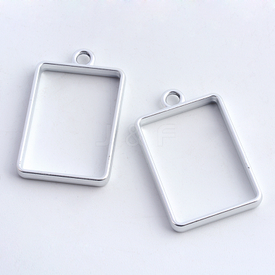 Rack Plating Alloy Rectangle Open Back Bezel Pendants PALLOY-S047-28B-FF-1