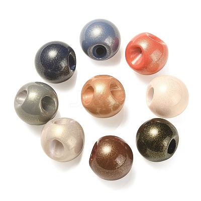 UV Plating Opaque Acrylic European Beads OACR-F006-07-1
