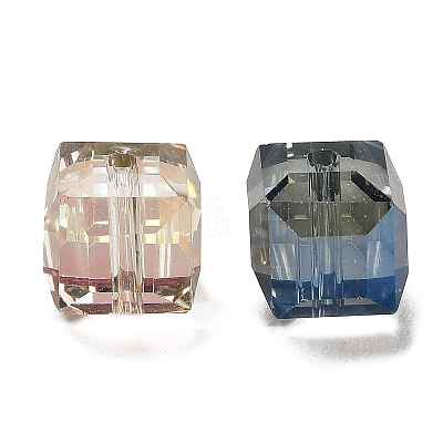 Faceted Cube Electorplated Glass Beads X-EGLA-E006-M3-1