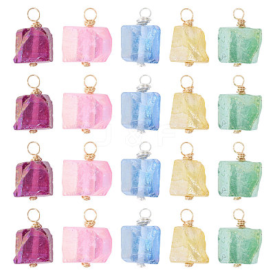20Pcs 10 Styles Copper Wired Electroplated Natural Quartz Pendants PALLOY-FH00022-1