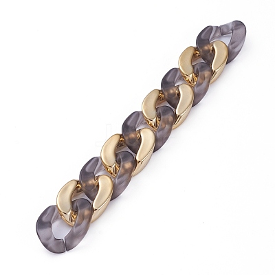 Handmade Golden Plated CCB Plastic & Transparent Acrylic Cuban Link Chains AJEW-JB00681-02-1