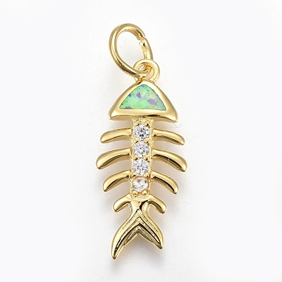 Brass Micro Pave Cubic Zirconia Pendants ZIRC-F091-06-G-1