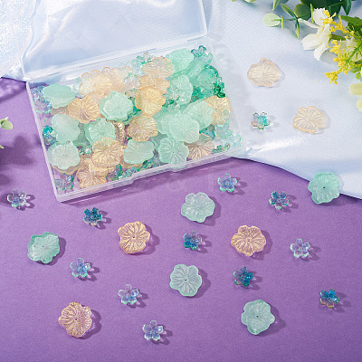 100Pcs 4 Styles Baking Paint Transparent Glass Bead Caps DGLA-TA0001-46-1