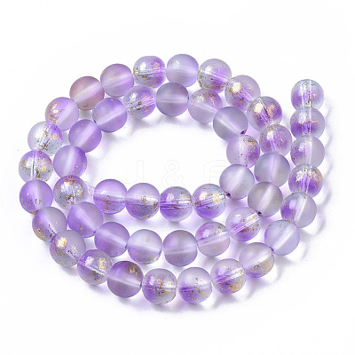 Frosted Spray Painted Glass Beads Strands X-GLAA-N035-03C-C05-1