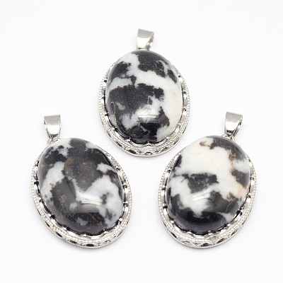Natural Zebra Jasper Pendants X-G-D851-39-1