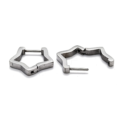 Tarnish Resistant 304 Stainless Steel Star Huggie Hoop Earrings STAS-J033-06P-1