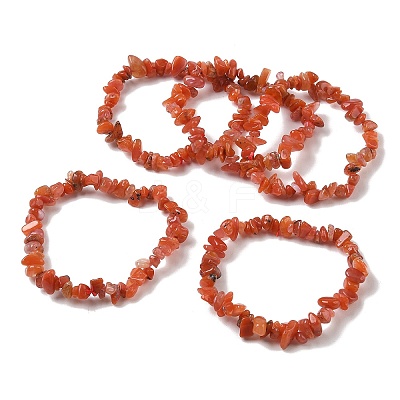 Natural South Red Agate Beaded Stretch Bracelets GG-CBADCD7-01-1
