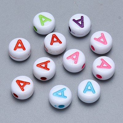 Craft Acrylic Horizontal Hole Letter Beads X-SACR-S201-11A-1
