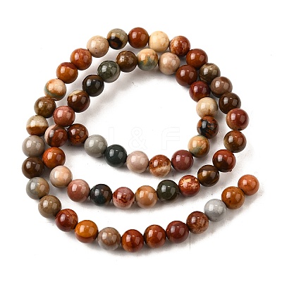 Natural Picture Jasper Beads Strands G-S390-07-6mm-1