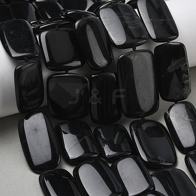 Natural Black Stone Beads Strands G-L650-C01-01-1