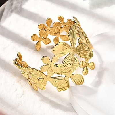 304 Stainless Steel Cuff Bangles BJEW-L705-04A-G-1