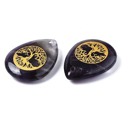 Natural Amethyst Pendants G-T122-71E-1