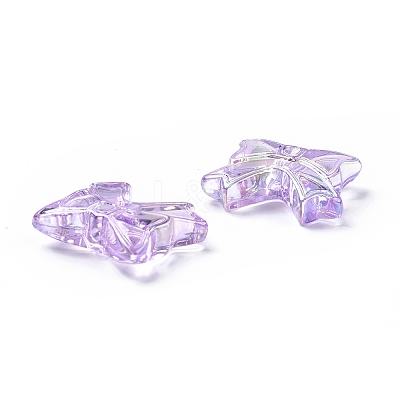 UV Plating Rainbow Iridescent Acrylic Beads OACR-H015-03-1