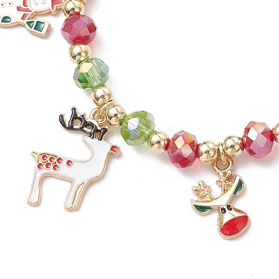 Christmas Alloy Enamel Charm Bracelets BJEW-JB12077-03-1