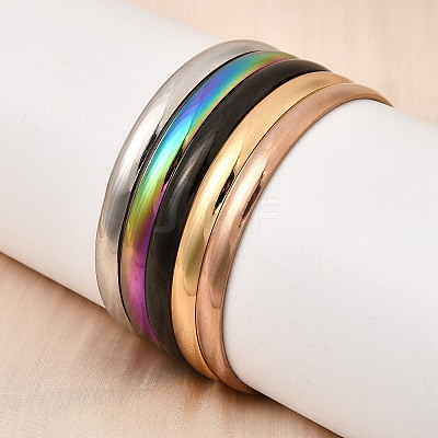 304 Stainless Steel Plain Bangles for Women Men BJEW-Z167-01M-01-1