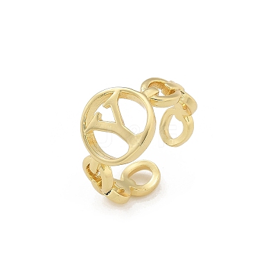 Brass Open Cuff Rings for Women RJEW-K289-01G-Y-1