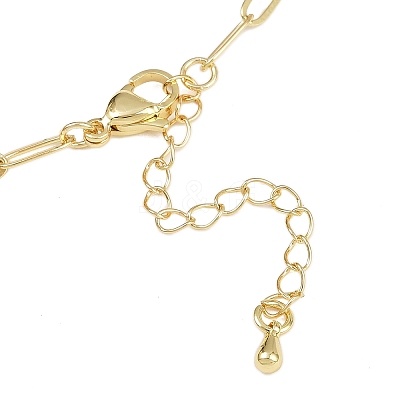 Brass Ring Link Paperclip Chain Necklaces NJEW-A042-05G-1