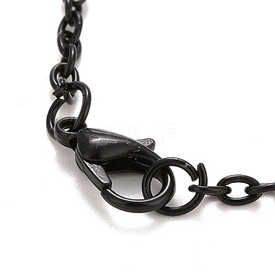 Rectangle with Word I Love You 304 Stainless Steel Pendant Necklace with Alloy Cable Chain for Women NJEW-M192-01B-1