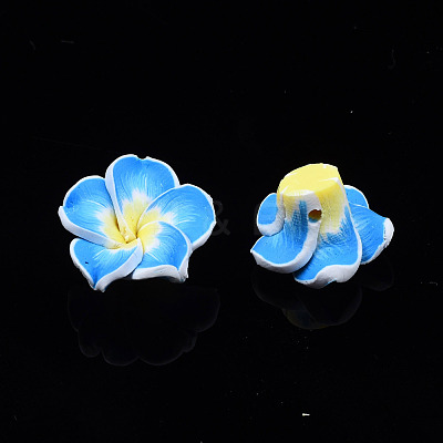 Handmade Polymer Clay 3D Flower Plumeria Beads CLAY-Q192-15mm-05-1