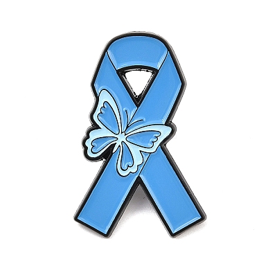 Awareness Ribbon with Butterfly Enamel Pins LS-JEWB-C048-03A-EB-1