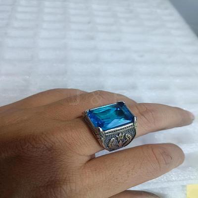 316L Stainless Steel & Cubic Zirconia Men's Vintage Carved Finger Rings FS-WG82D33-81-1