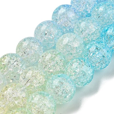 Spray Painted Crackle Glass Beads Strands DGLA-C002-8mm-05-1