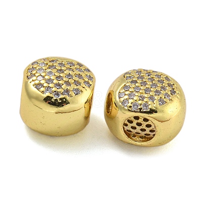 Brass Micro Pave Cubic Zirconia European Beads KK-I718-43G-1
