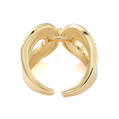 Rack Plating Teardrop Brass Micro Pave Cubic Zirconia Open Cuff Rings for Women RJEW-B064-02G-1