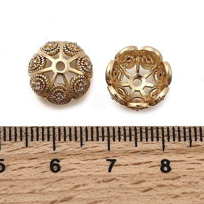Brass Micro Pave Clear Cubic Zirconia Bead Caps KK-Z126-07G-1