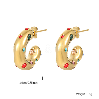 304 Stainless Steel C Shaped Stud Earrings HH9733-2-1