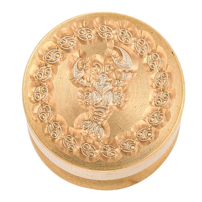 Golden Tone Round Wax Seal Brass Stamp Heads AJEW-S087-02G-04-1