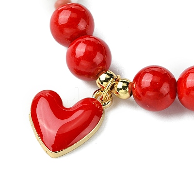 Valentine's Day Natural Dyed Mashan Jade Beaded Stretch Bracelets for Women X1-BJEW-TA00575-1