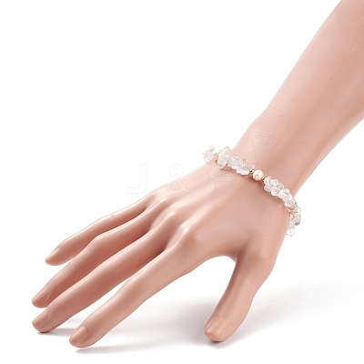Natural Gemstone Chips & Pearl Beaded Slider Bracelet for Women BJEW-JB08334-1