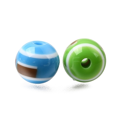 Opaque Resin Stripe Beads RE-CBA0A57-03-1