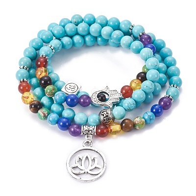 Synthetic Turquoise Wrap Bracelets BJEW-I273-B01-1