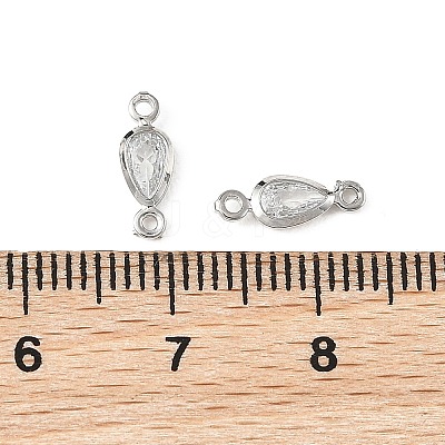 SHEGRACE Brass Pave Clear Cubic Zirconia Teardrop Connector Charms XGRQ2O189-449P-1