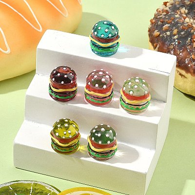 6Pcs 6 Colors Resin Cabochons RESI-CJ0004-27-1
